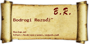 Bodrogi Rezső névjegykártya